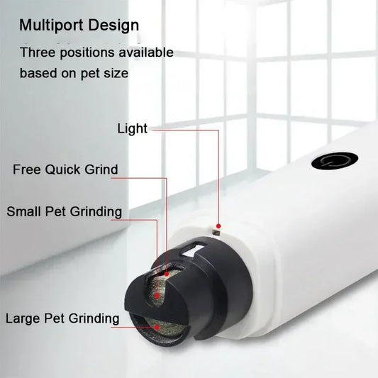 Rechargeable Electric Pet Nail Grinder – Quiet Clipper with LED Light for Dogs & Cats