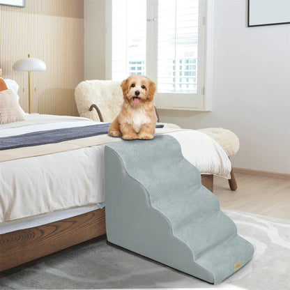Dog Stairs 5 Steps - Pet Steps for High Beds & Sofas with Washable Cover