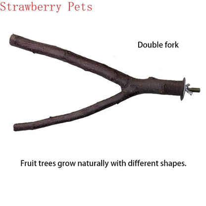 Natural Wood Branch Stand – Chew Toy Perch for Parrots, Hamsters & Birds