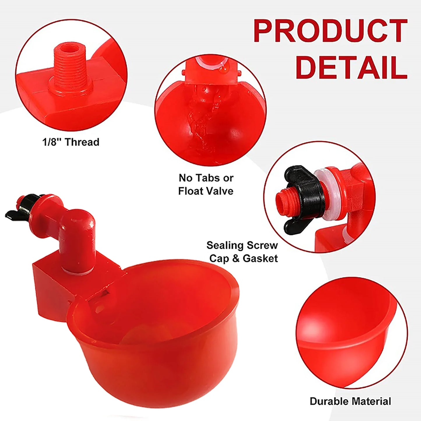 Automatic Chicken Drinking Cups Poultry Waterer for Hens Ducks and Quail