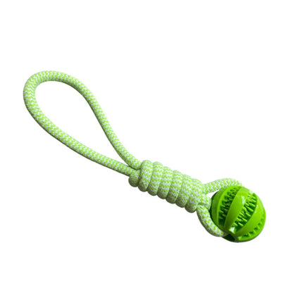 Dog Treat Ball Toy – Rubber Chew Rope Toy for Small & Medium Dogs, Teeth Cleaning