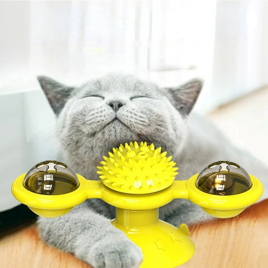 Windmill Cat Toy - Interactive Turntable with Teeth Brushing & Catnip