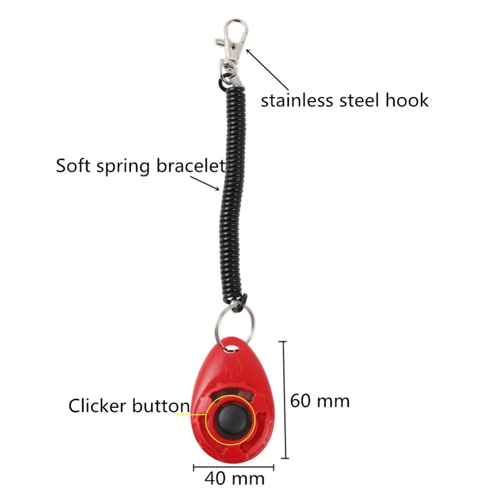 Dog Training Clicker 6cm - Adjustable Wrist Strap Pet Trainer with Key Ring