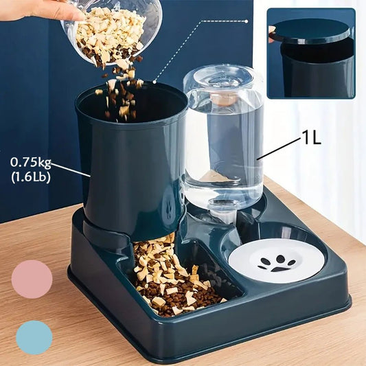 2 - in - 1 Automatic Cat Feeder & Water Dispenser - Tilted Gravity Pet Feeder Set - The Best For Pets