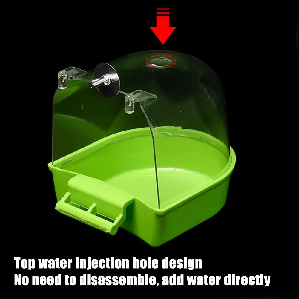 Bird Bath Box - Clear Hanging Shower Cage for Parakeets & Parrots
