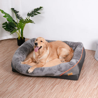 Orthopedic Dog Bed – Super Soft Pet Sleeping Mat with Foam Support, Bolster & Removable Cover | Sizes L–3XL