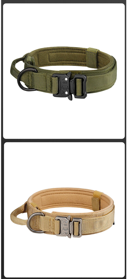 Tactical Dog Collar - Heavy Duty Nylon Collar with Metal Buckle for Medium & Large Dogs