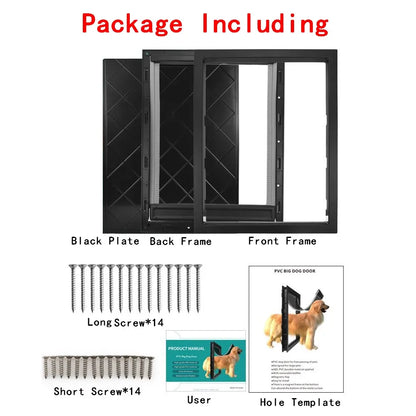 Pet Door for Wooden Doors - Insulated Dog & Cat Flap with Rain Cover