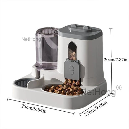 Automatic Cat Dispenser Set 2 In 1 Tilted Pet Food And Water Feeder