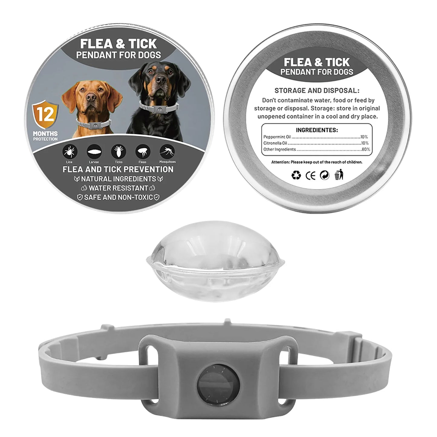 Natural Flea & Tick Repellent Dog Collar With Pendant