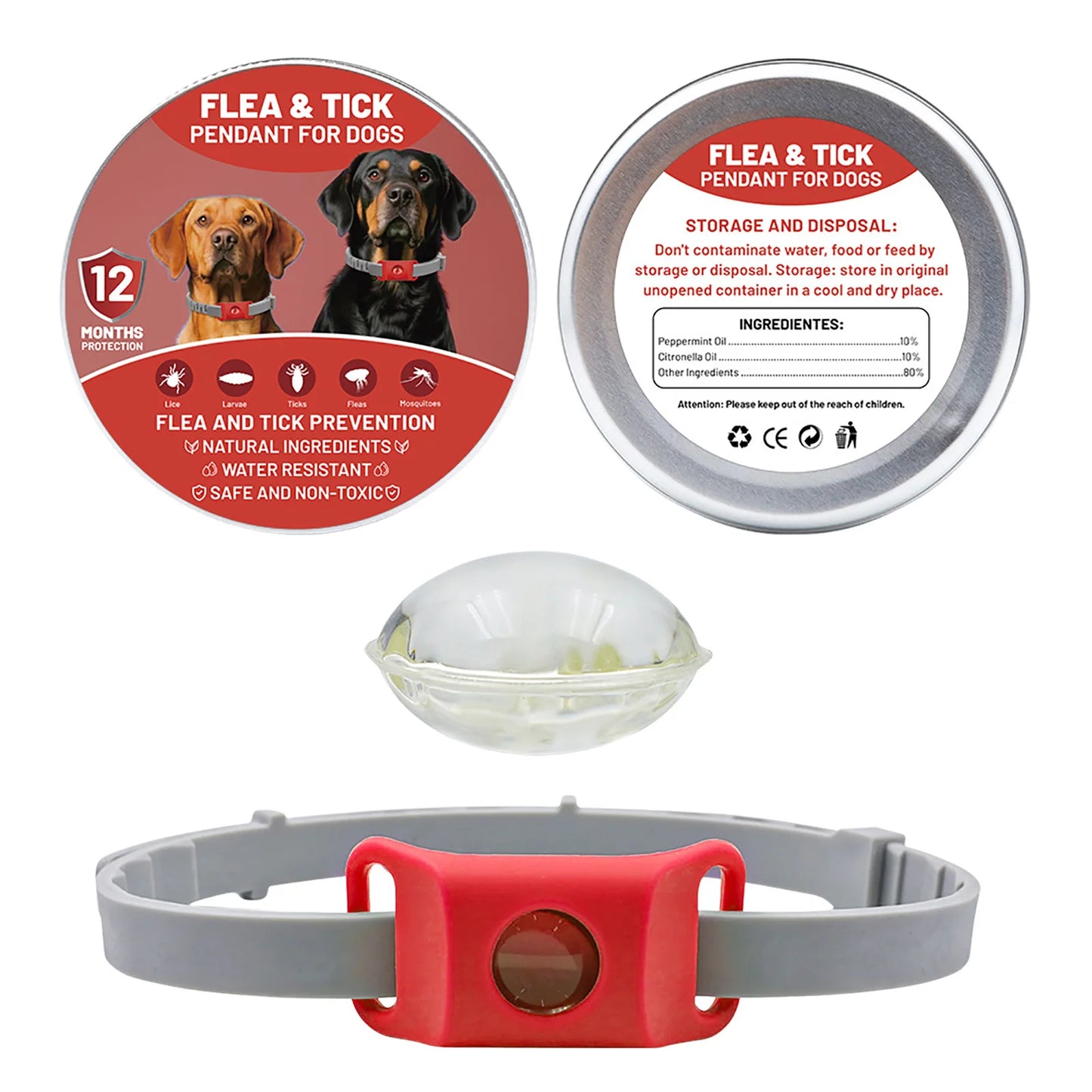 Natural Flea & Tick Repellent Dog Collar With Pendant
