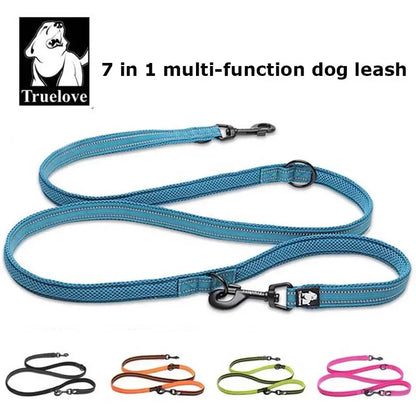 7-in-1 Adjustable Dog Leash – Hands-Free Reflective Lead for Walking & Training 2 Dogs