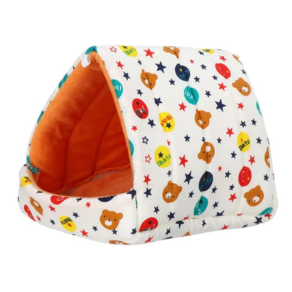 Cute Cartoon Mini Pet Bed – Warm Winter Nest for Guinea Pigs, Rabbits & Hamsters