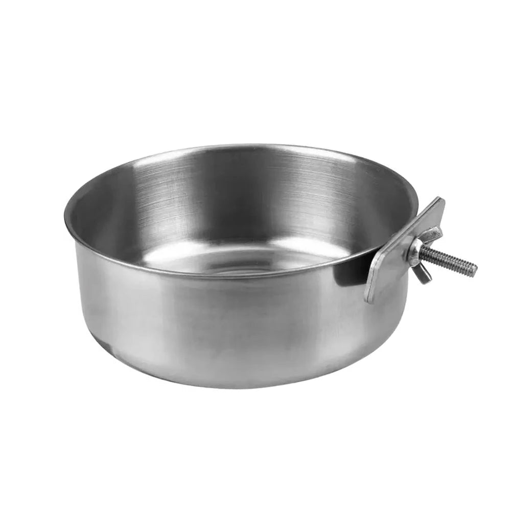 Stainless Steel Hanging Pet Bowl - Bird & Small Pet Cage Feeder
