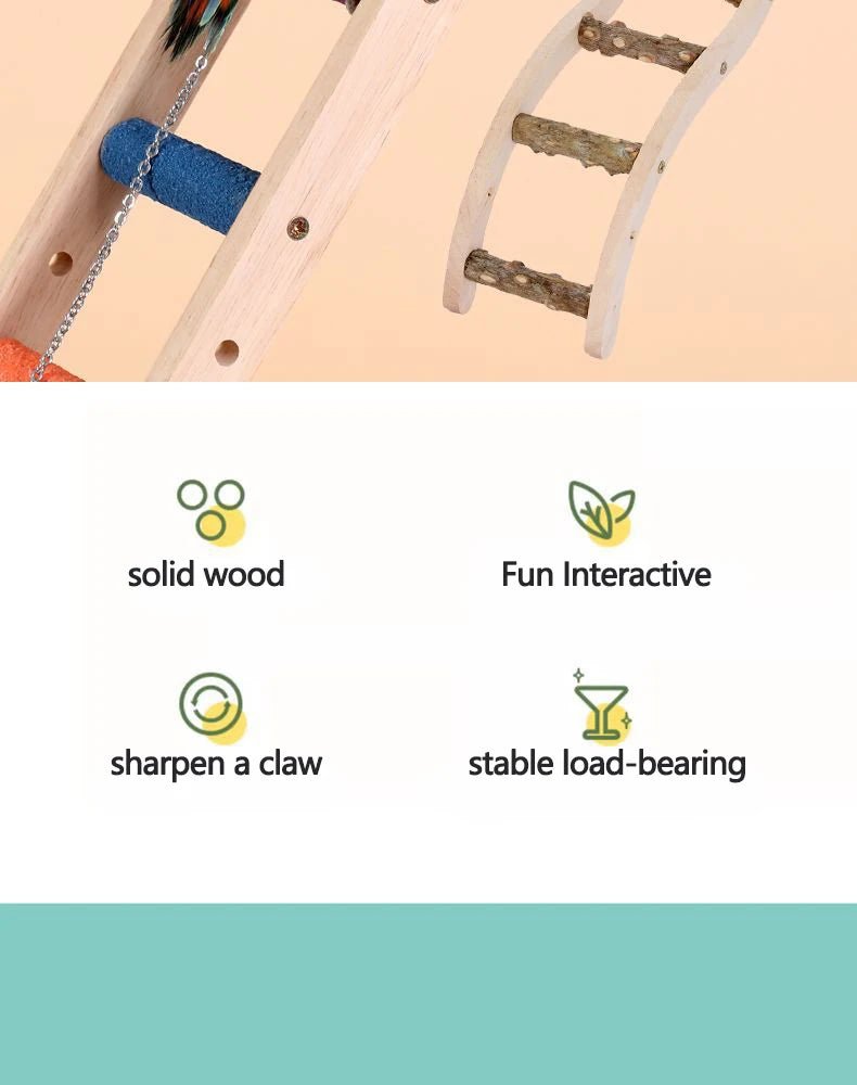 Wooden Bird Climbing Ladder - Interactive Exercise Toy for Parrots - The Best For Pets