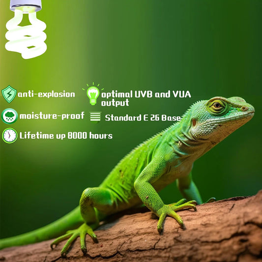 UVB Reptile Lamp Bulbs – 13W/26W Basking Light for Turtles, Lizards & Snakes