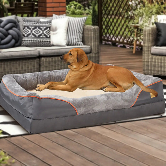 Orthopedic Dog Bed – Super Soft Pet Sleeping Mat with Foam Support, Bolster & Removable Cover | Sizes L–3XL