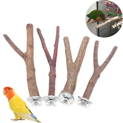Natural Wood Branch Stand – Chew Toy Perch for Parrots, Hamsters & Birds