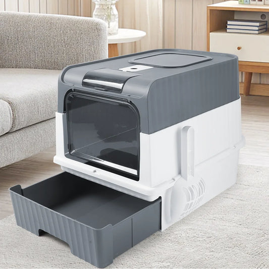XL Enclosed Cat Litter Box – Drawer-Style, Self-Cleaning & Splash-Proof Pet Toilet