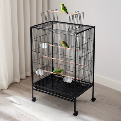 Bird Cage 94cm with Wheels - Open Top Metal Cage for Cockatiels & Parrots