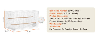 Stackable Flight Bird Cage – Divided Travel Cage with Handle & Perch for Birds