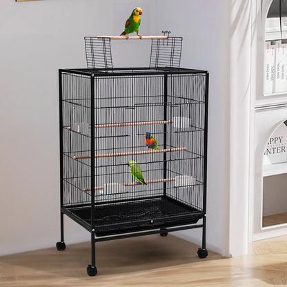 Bird Cage 94cm with Wheels - Open Top Metal Cage for Cockatiels & Parrots