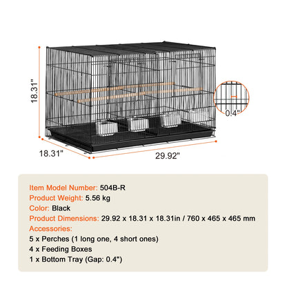 Stackable Flight Bird Cage – Divided Travel Cage with Handle & Perch for Birds