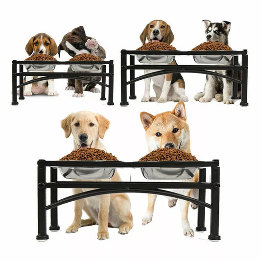 Raised Pet Feeder – Elevated Double Stainless Steel Bowls for Dogs & Cats