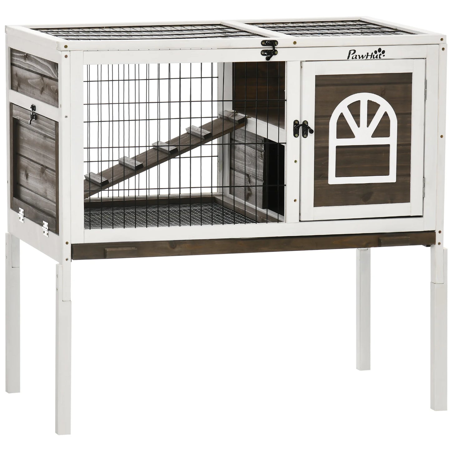 Rabbit Hutch 90cm - Wooden Small Animal House with Removable Tray & Easy Open Roof - The Best For Pets