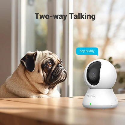 2K WiFi Pet Camera - 360° PTZ Indoor Camera with 2-Way Talk & Night Vision