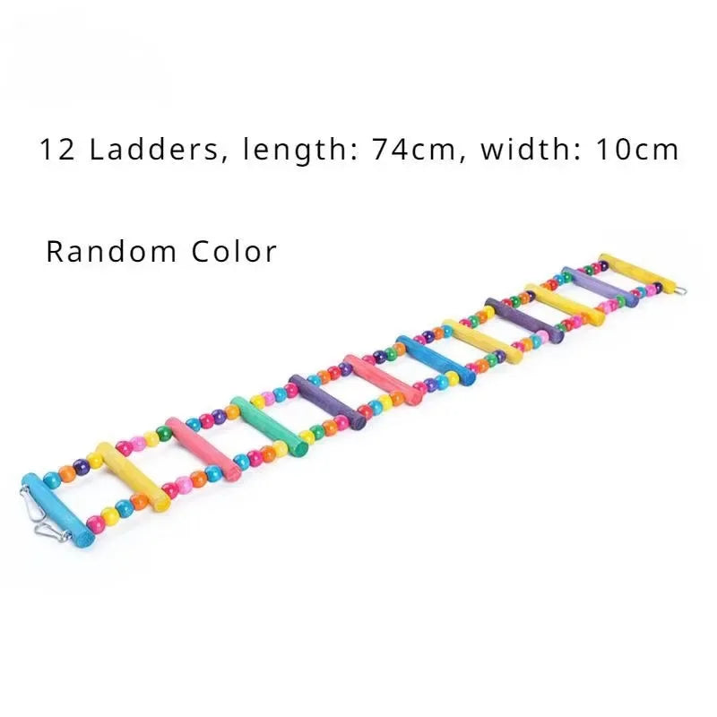 Wooden Climbing Ladder 74cm - Colourful Bird Toy for Parrots & Budgies