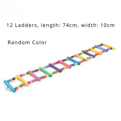 Wooden Climbing Ladder 74cm - Colourful Bird Toy for Parrots & Budgies