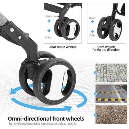 Pet Stroller with Rain Cover - Foldable 4-Wheel Pushchair for Dogs & Cats