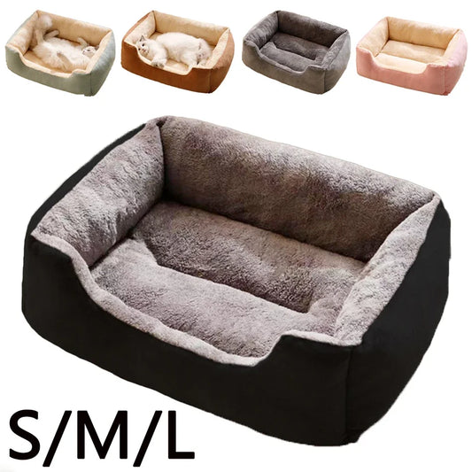 Comfy Plush Puppy Bed – Washable Cushion Basket for Dogs & Cats