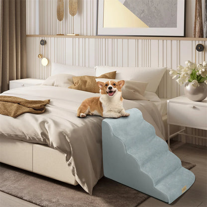 Dog Stairs 5 Steps - Pet Steps for High Beds & Sofas with Washable Cover