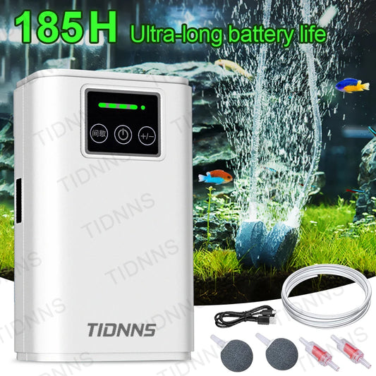 Portable USB Oxygen Pump – Dual-Use Aquarium Air Pump, Silent, 6000mAh Battery