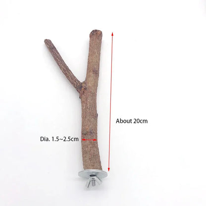 Natural Wood Branch Stand – Chew Toy Perch for Parrots, Hamsters & Birds