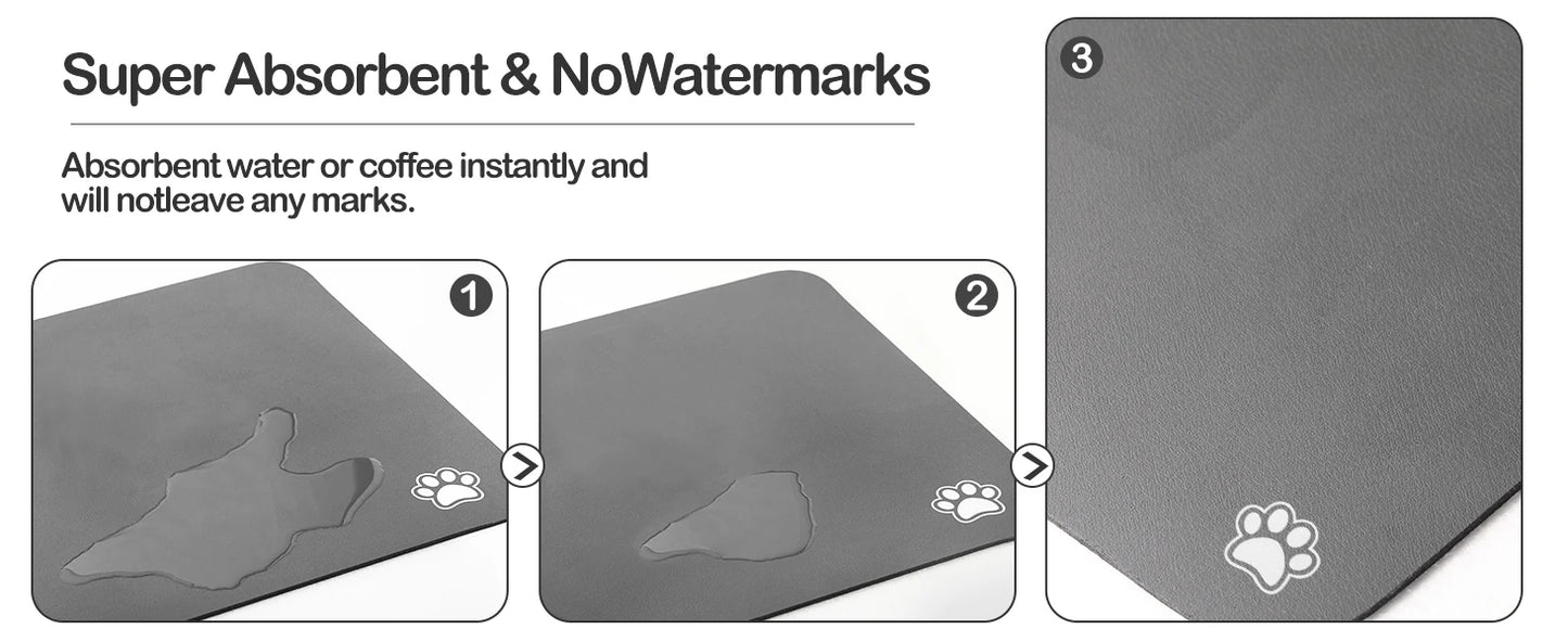 Absorbent Pet Feeding Mat – Quick-Dry Place mat for Food & Water | Easy-to-Clean Non-Slip Mat for Messy Eaters