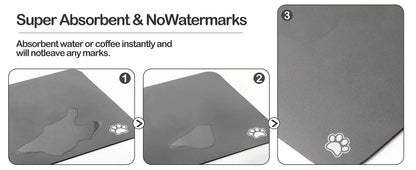 Absorbent Pet Feeding Mat – Quick-Dry Place mat for Food & Water | Easy-to-Clean Non-Slip Mat for Messy Eaters