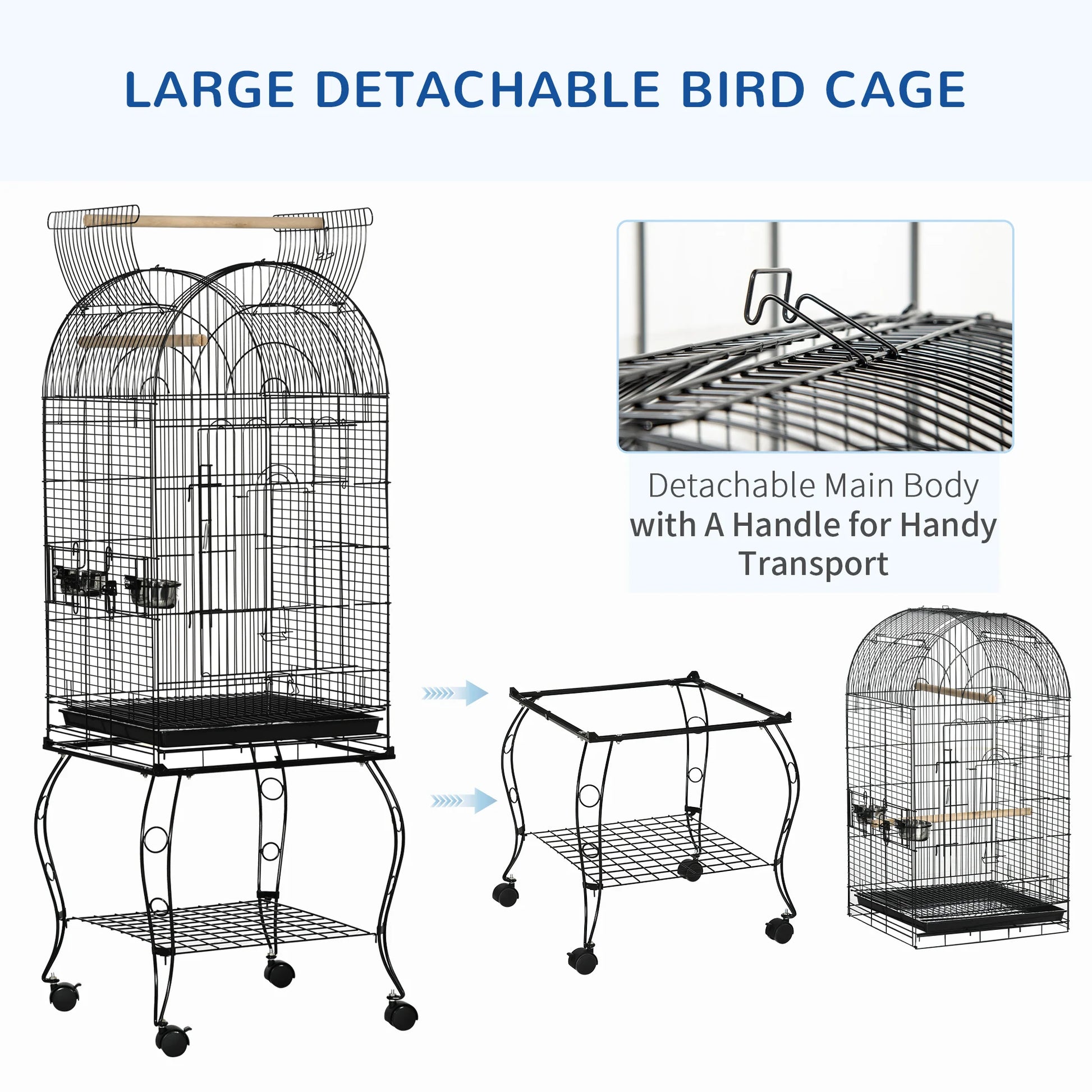 Large Bird Cage 1.53m - Parrot Cage with Stand, Wheels & Perches - The Best For Pets