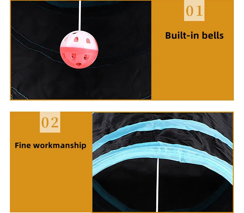 Foldable Cat Tunnel Toy – Interactive Indoor Pet Play Tube for Cats & Kittens – Breathable, Durable, Portable Cat Play Tunnel Barrel loud paper