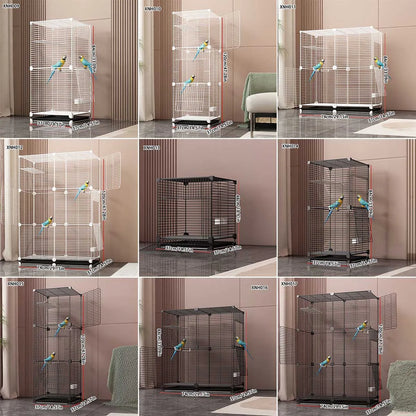 Large Parrot Cage - Metal Horizontal Wire Cage for Parrots & Medium Birds