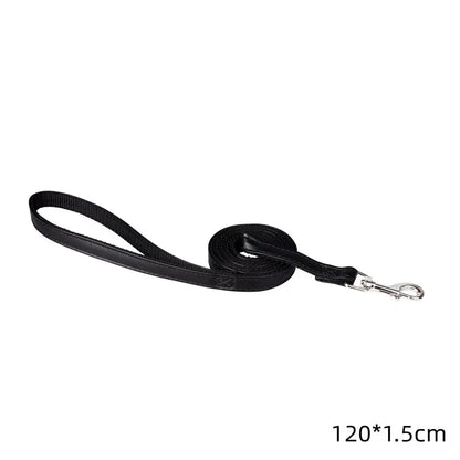 120cm PU Leather Dog Leash – Padded Nylon Lead for Dogs & Cats
