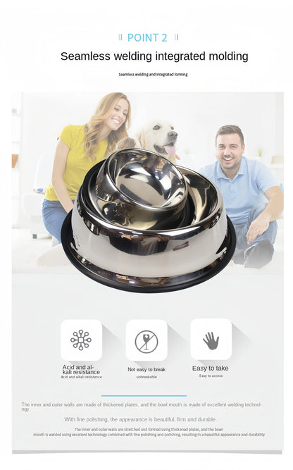 Stainless Steel Dog Bowl - Durable Metal Pet Feeder for Dogs & Cats