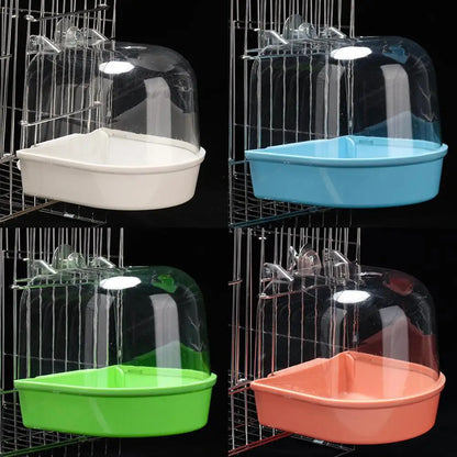 Bird Bath Box - Clear Hanging Shower Cage for Parakeets & Parrots