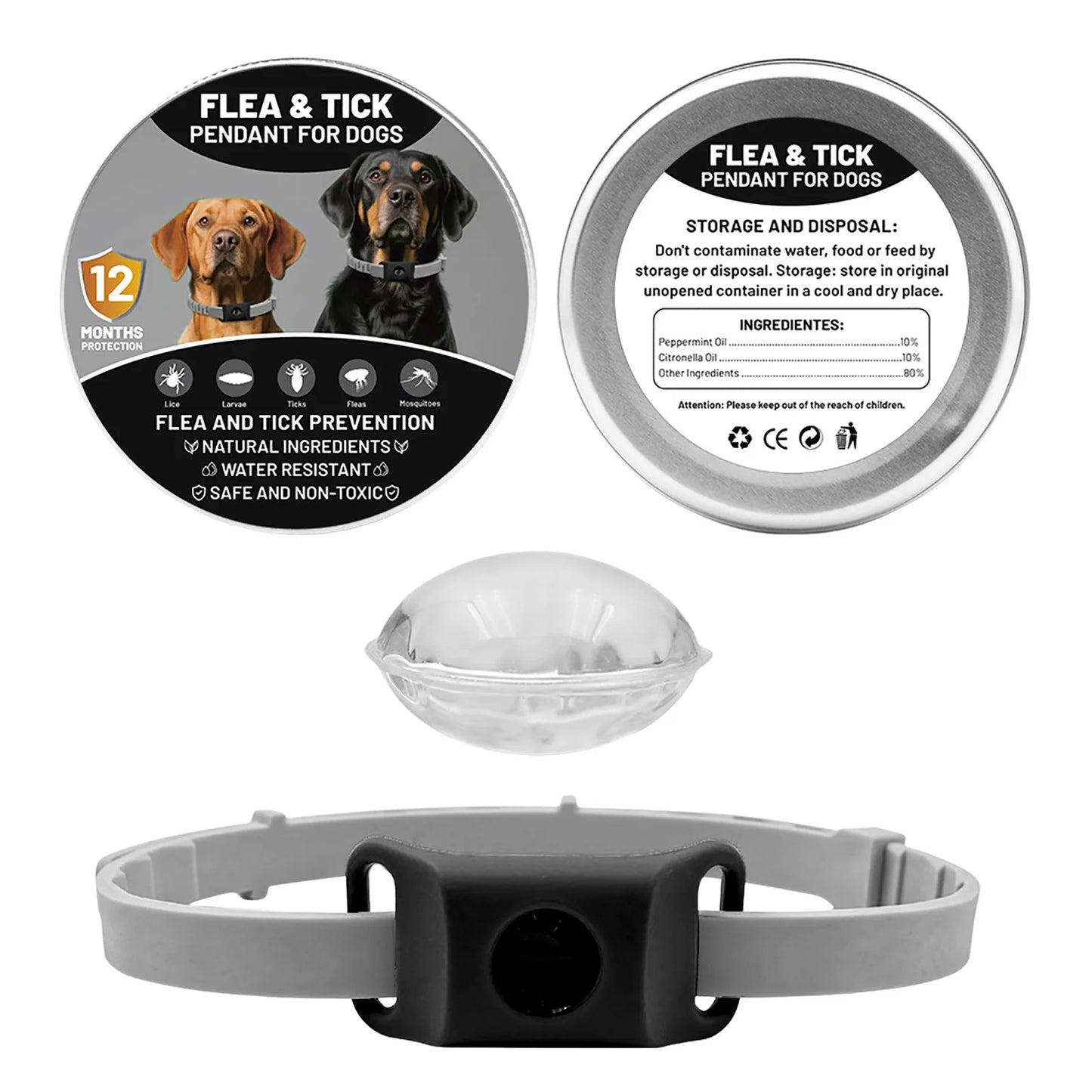 Natural Flea & Tick Repellent Dog Collar With Pendant
