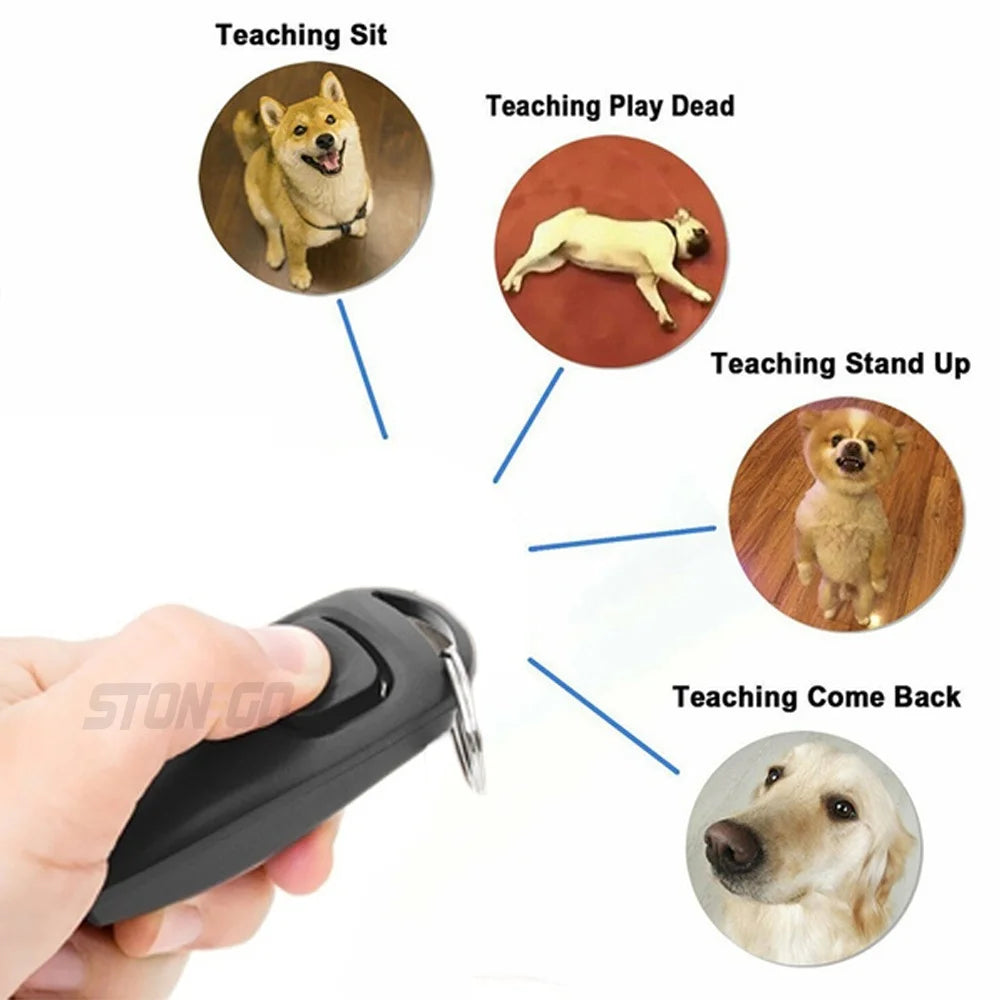 2-in-1 Dog Training Clicker & Whistle 7.5cm - Pet Trainer with Keyring
