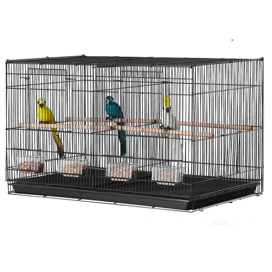 Stackable Flight Bird Cage – Divided Travel Cage with Handle & Perch for Birds