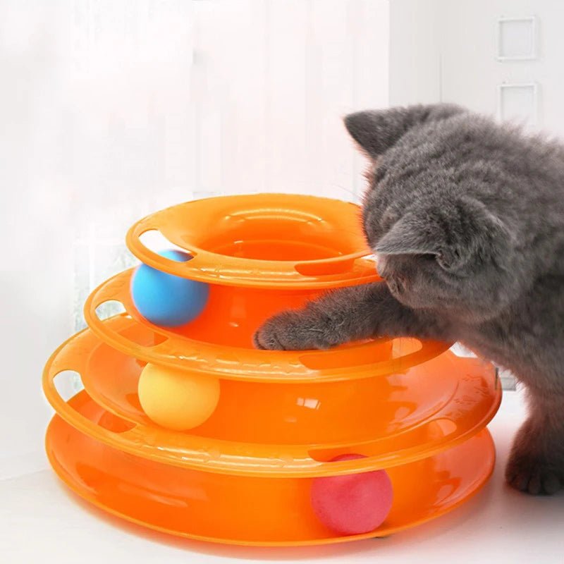 3 - Layer Cat Ball Tower – Interactive Turntable Track Toy for Fun and Exercise - The Best For Pets