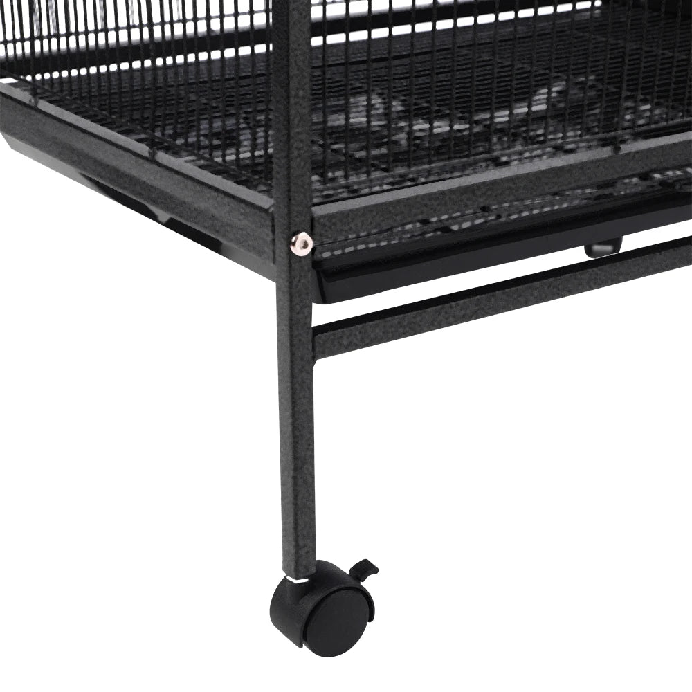 Bird Cage 94cm with Wheels - Open Top Metal Cage for Cockatiels & Parrots